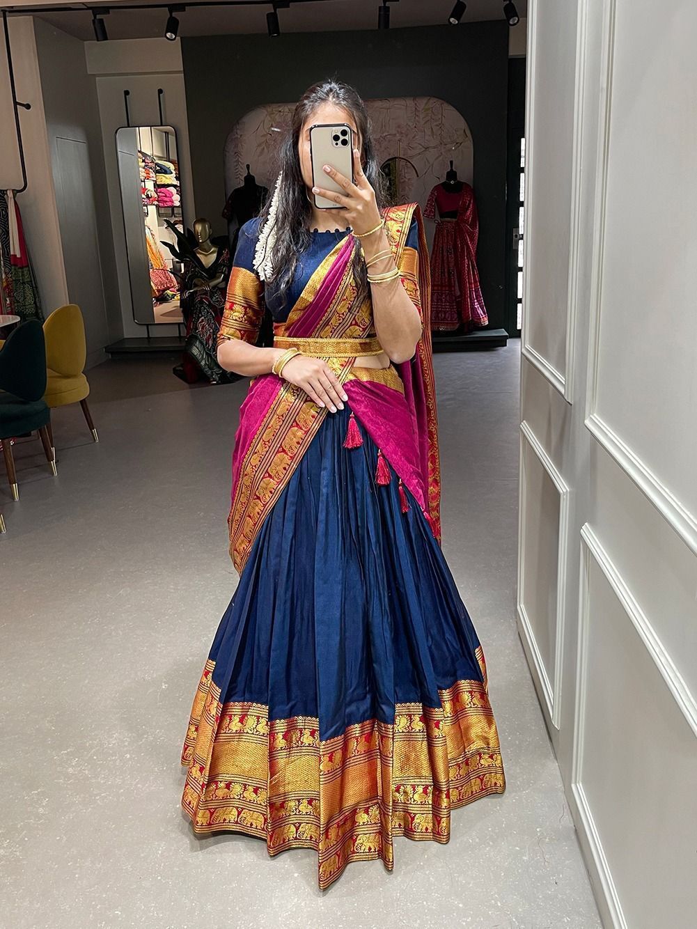 New Banarashi Cotton Silk With Kanjiveram Silk Zari Lehenga