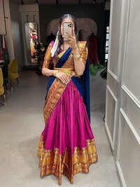 New Banarashi Cotton Silk With Kanjiveram Silk Zari Lehenga