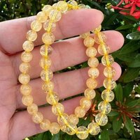 Citrine Adjustable Bracelet - Natural Polished Gemstone, Free Size Yellow Round Beaded Jewelry | Handmade Charm Bracelet For Healing Chakra