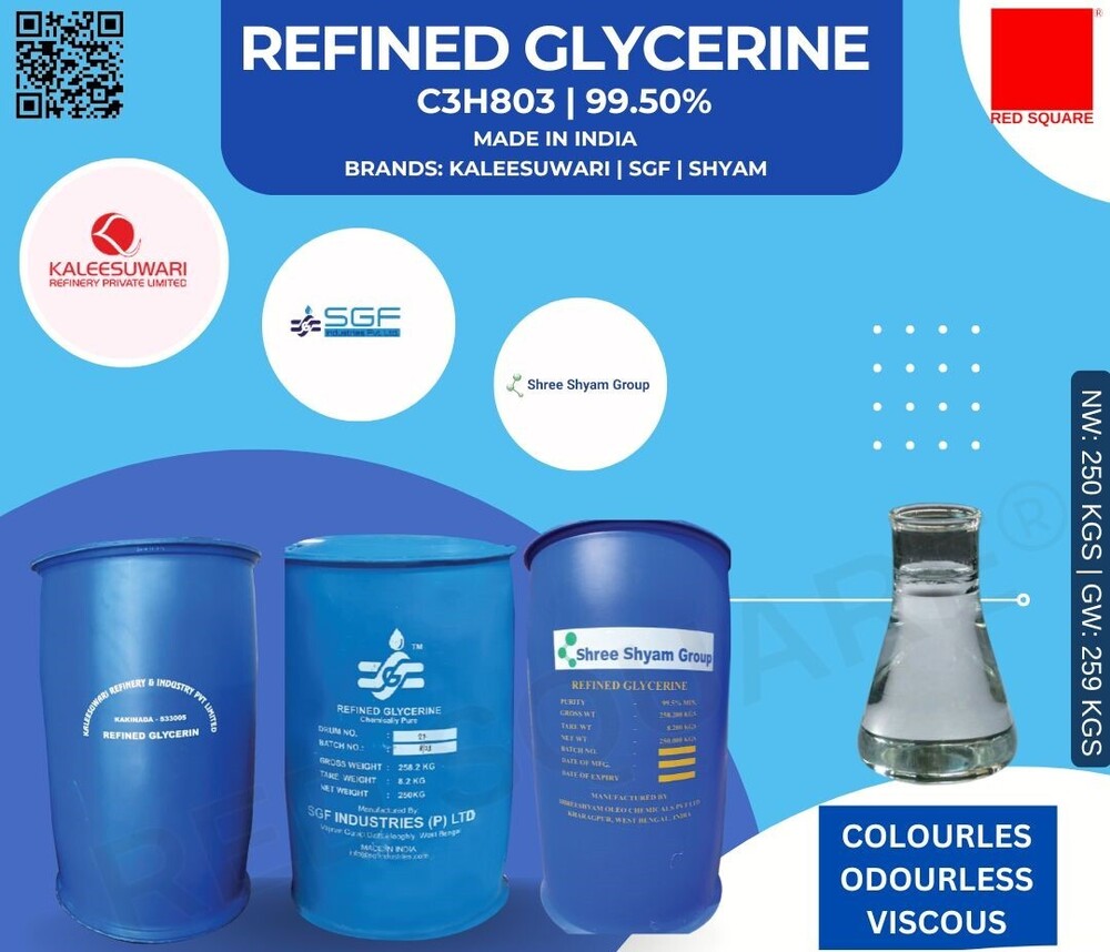 Refined Glycerine - Boiling Point: 290 C (554 F; 563 K)