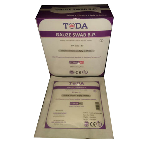 Gauze Swab BP Highly Absorbent Cotton Woven Fabric 10 Paouch Box