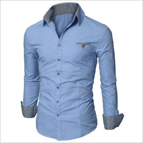 Blue Casual Cotton Shirt