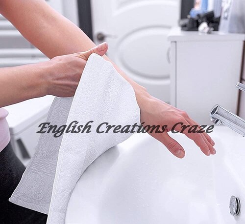 Cotton Hand Towels - 40x60 cm, White, Plain Dyed, Quick Dry, Eco-Friendly, Customizable Design