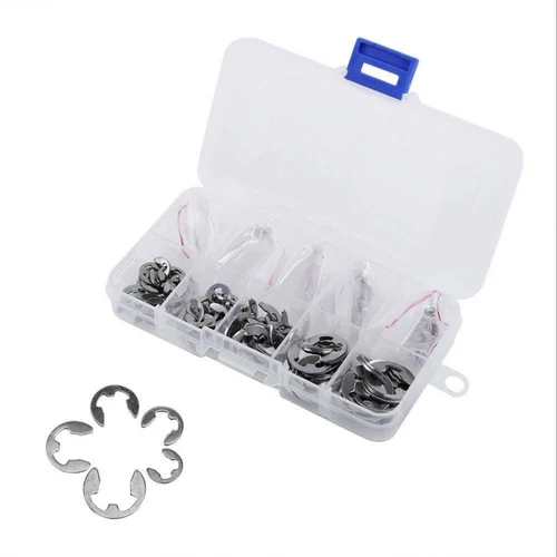 Stainless Steel E-Clip External Retaining Rings Circlip Assortment Kit 120 Pieces