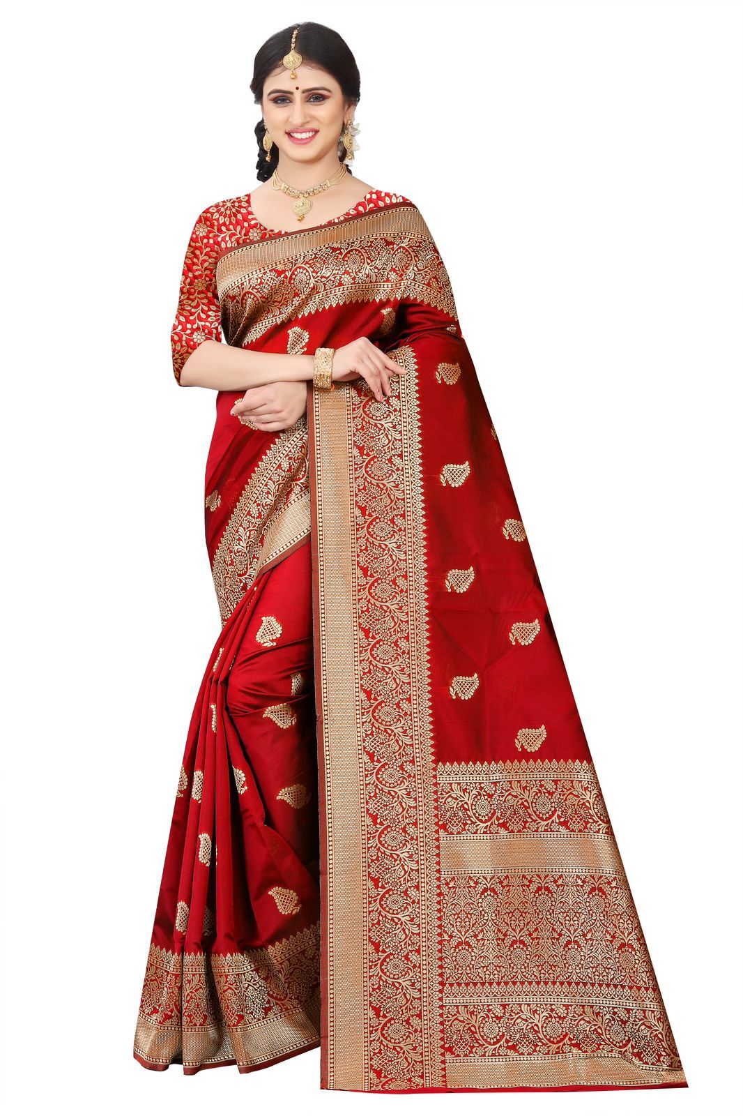 Women Heavy Banarasi Kanchipuram Jacquard Saree