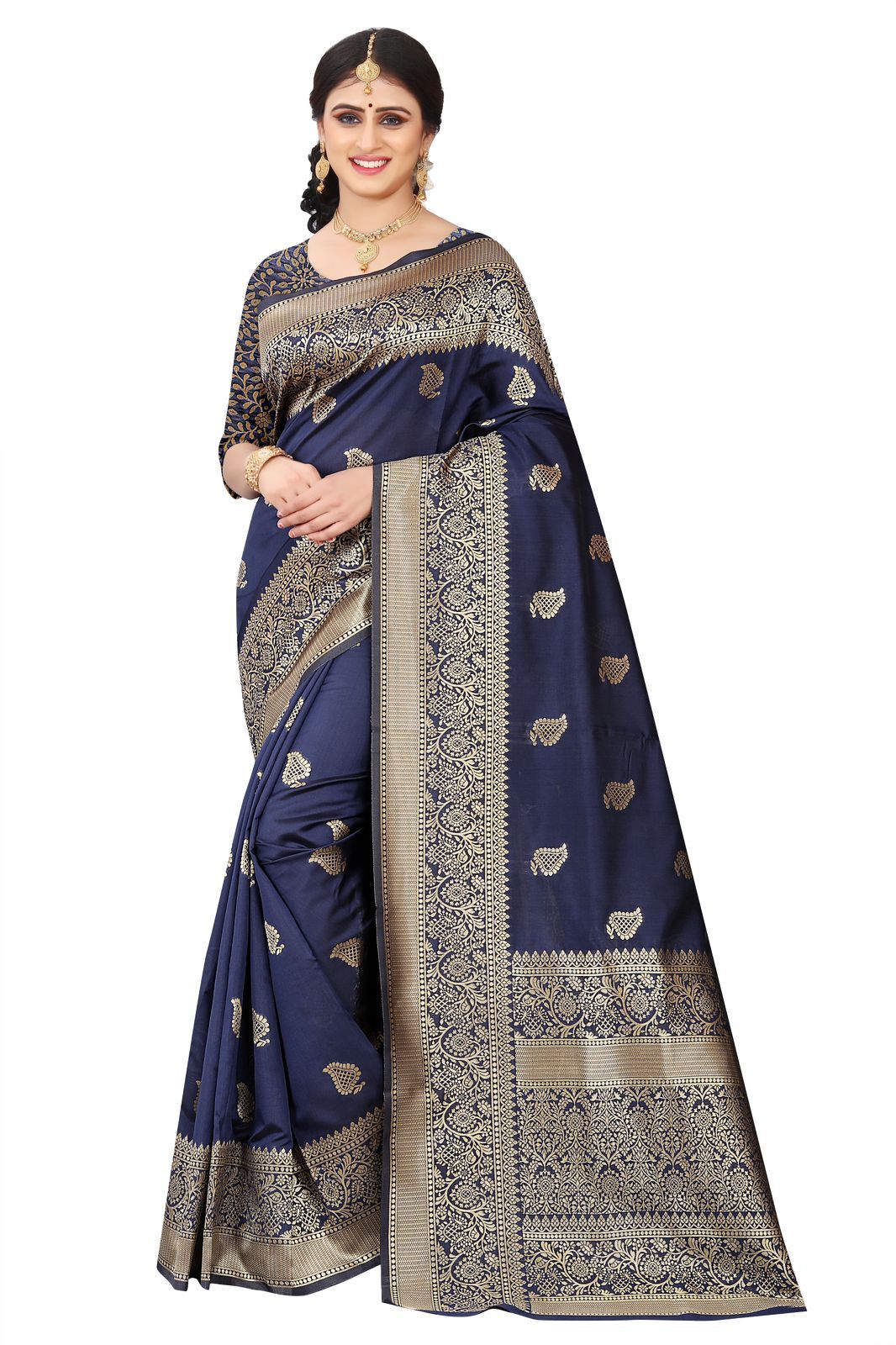 Women Heavy Banarasi Kanchipuram Jacquard Saree