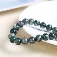Moss Agate Bracelet - Natural Polished Gemstone, Round Shape, Green Color, Free Size | Adjustable Handmade Jewelry For Fashion And Chakra Healing
