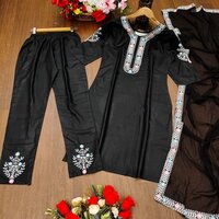 Beautiful Soft Rayon With Embroidery Work Kurti Pent