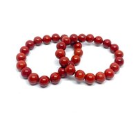 Red Jasper Adjustable Charm Bracelet - Natural Polished Gemstone, Round Shape, Free Size, Vibrant Red Color, Handmade For Healing Chakra Energy