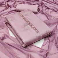 Women Satin Silk Dress Material With Gota Patti Work