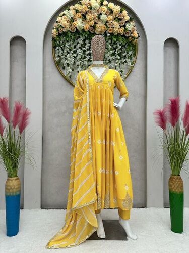 Looking Designer Faux Georgette With Sequence Work Anarkali Suit