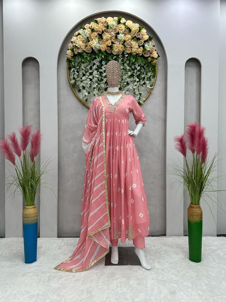 Looking Designer Faux Georgette With Sequence Work Anarkali Suit
