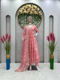 Looking Designer Faux Georgette With Sequence Work Anarkali Suit