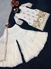 Fancy Designer Faux Georgette With Sequence Work Sharara Suit