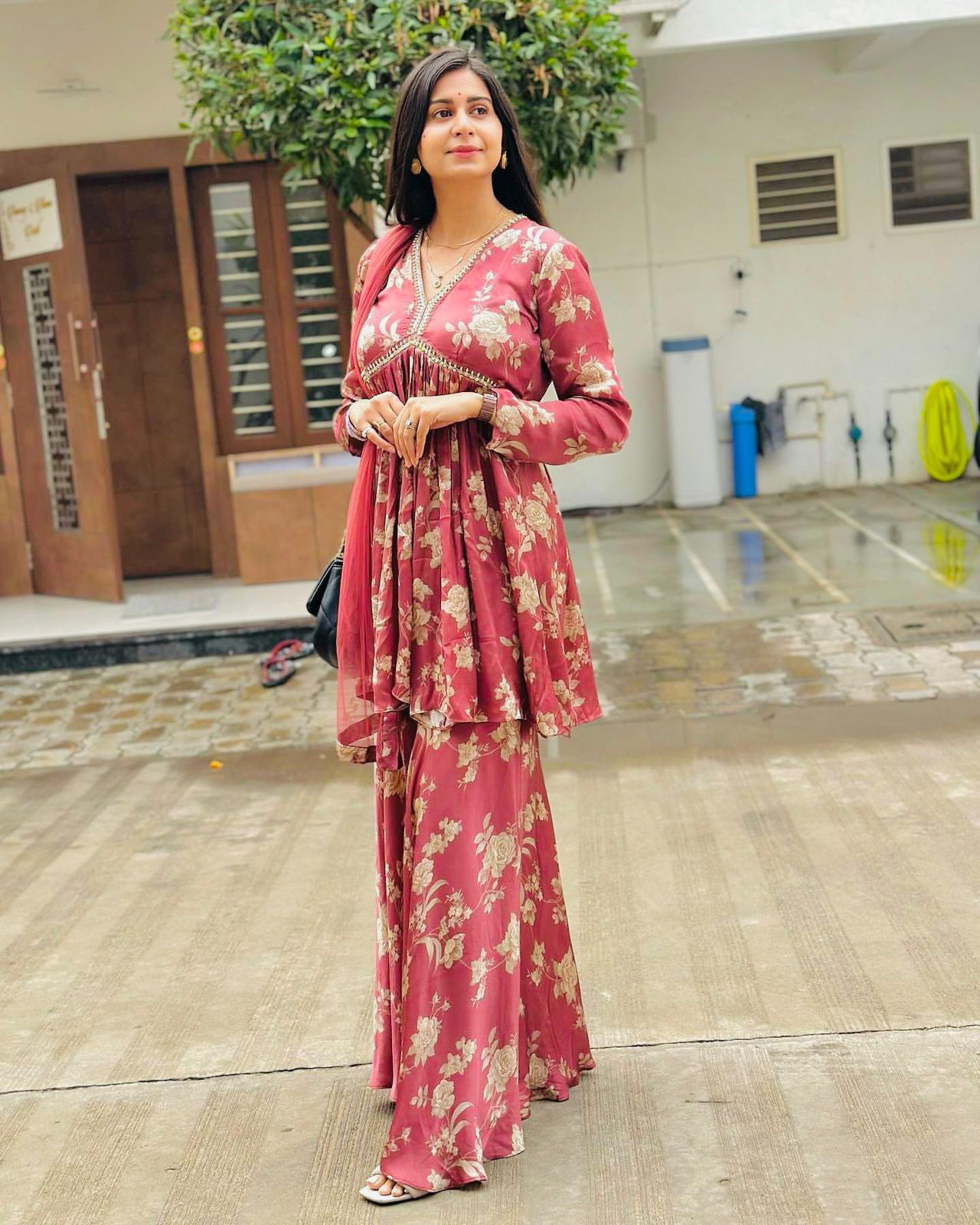 Fancy Georgette With Digital Printe Top With Palazo Suit