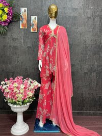 Fancy Georgette With Digital Printe Top With Palazo Suit