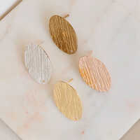 Oval Metal Base Earring Stud - Metal, 24 Mm | Multicolor Design For Women, Perfect For Everyday Wear And Special Occasions