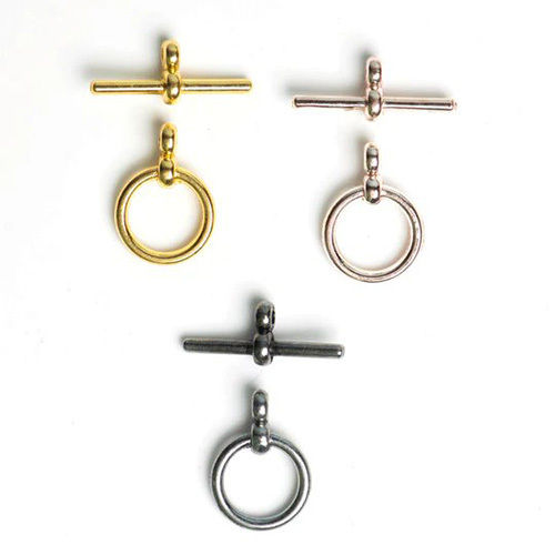 Golden/Silver/Black 12Mm Round Toggle Clasps