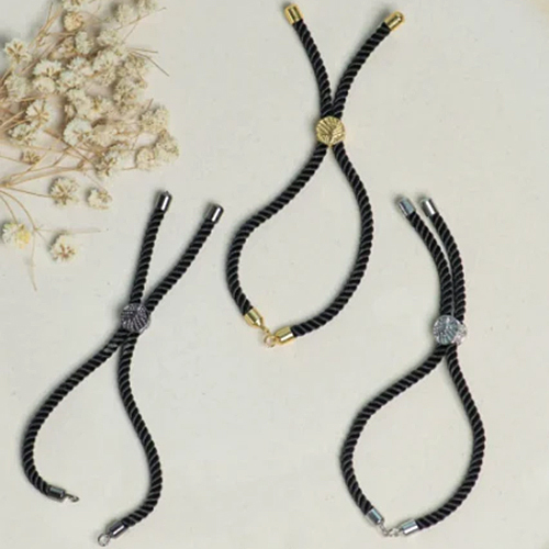 Black Bracelet Cord With Sliding Slider Stopper Beads