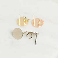 12mm Round Shape Metal Base Earring Stud - Alloy, 12mm, Silver, Nickel Plated, Anti-tarnish, Eco-friendly