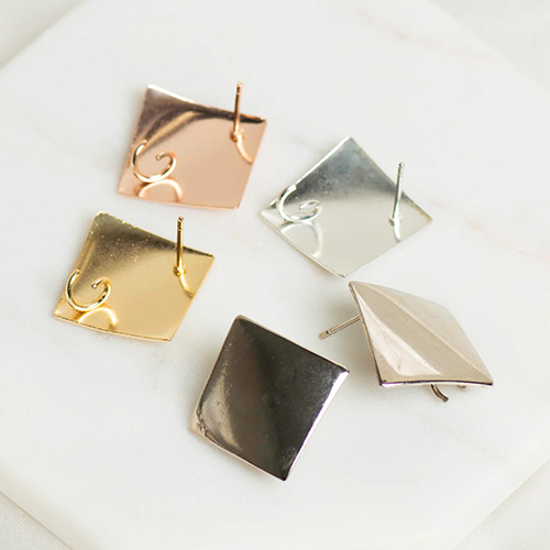 24mm Square Shape Metal Base Earring Stud