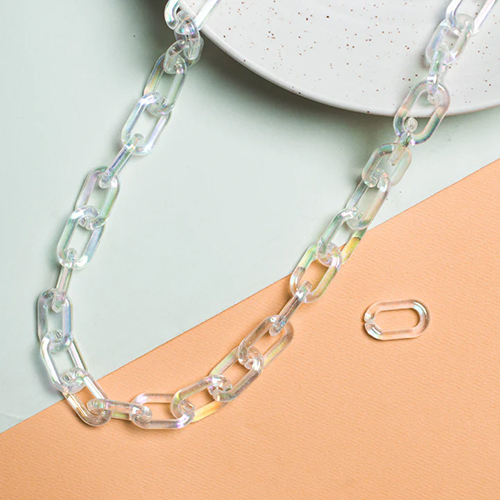 Transparent White Oval Link Chain | Size : 17mm | 1mtr | AC25