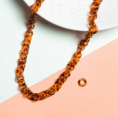 Tortoise Shell Acrylic Mask Chain | Size : 9mm | 1mtr | AC18