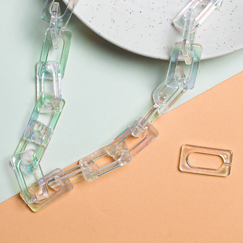 Transparent White Acrylic Link Chain | Size : 24mm | 1mtr | AC26