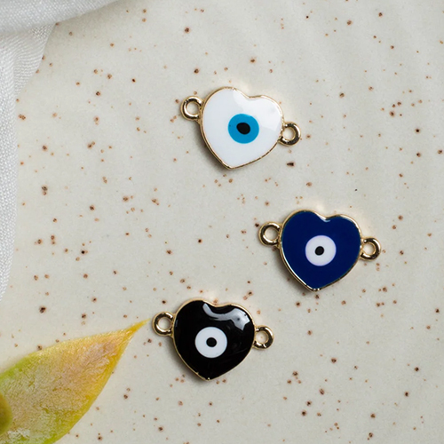 14mm Heart Shape Evil Eye Connectors