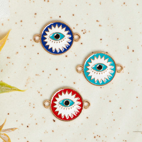 15mm Round Evil Eye Charms Connector