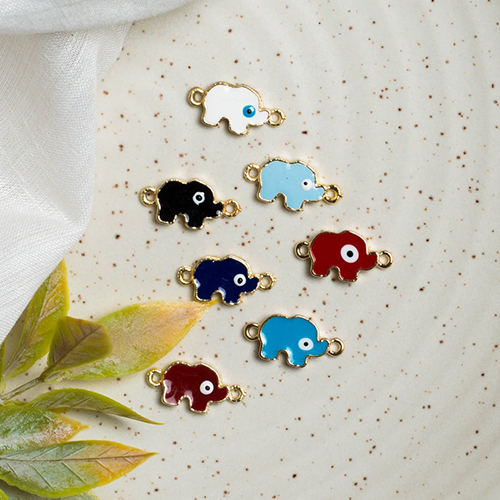 1.2x1.6cm Elephant Evil Eye Enamel Charms