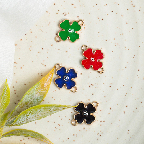 15mm Flower Evil Eye Enamel Connectors