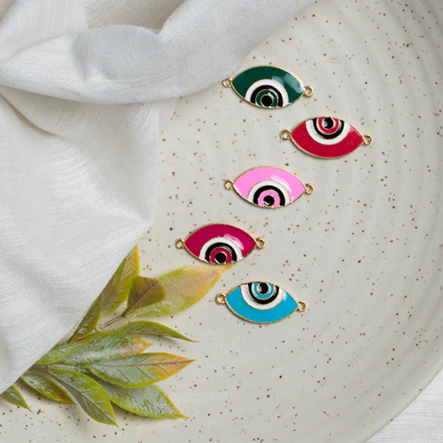 16mm Evil Eye Enamel Eye Shape Connector Pendants Charms