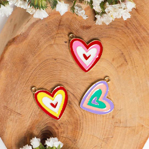 18mm Heart Enamel Charms Pendants