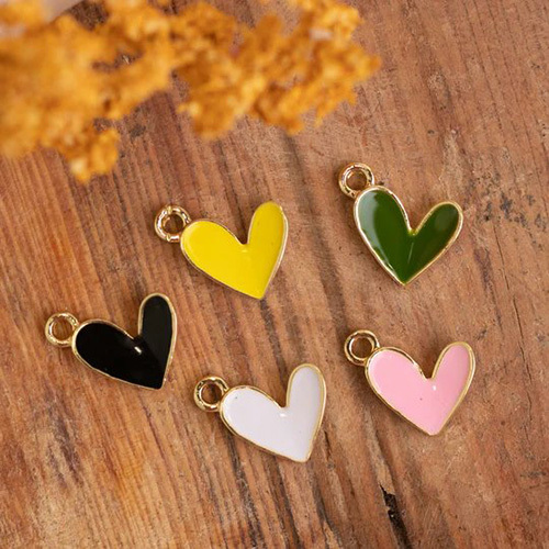 13mm Heart Enamel Charms Pendants