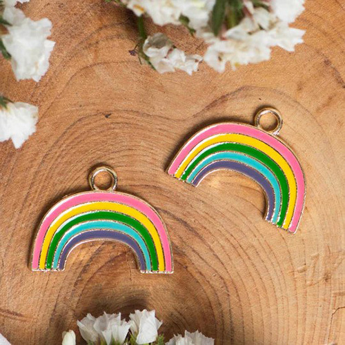 23mm Small Rainbow Enamel Charms Pendants