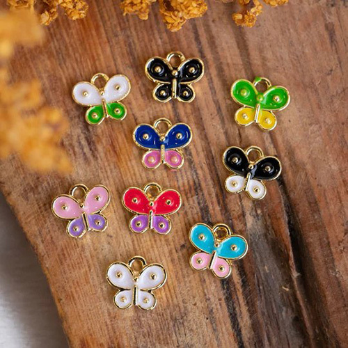 10mm Butterfly Enamel Charms Pendants