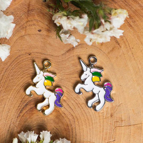 21mm Unicorn Cartoon Alloy Enamel Charms Pendants