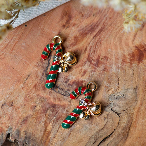 23mm Chritsmas Candy Cane Enamel Charms Pendants