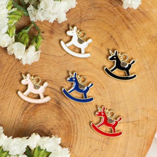 13mm Rocking Horse Alloy Enamel Charms Pendants