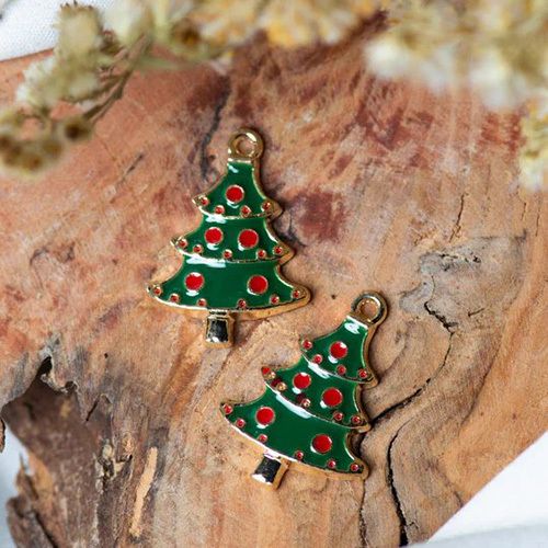 19mm Christmas Tree Enamel Charms Pendants