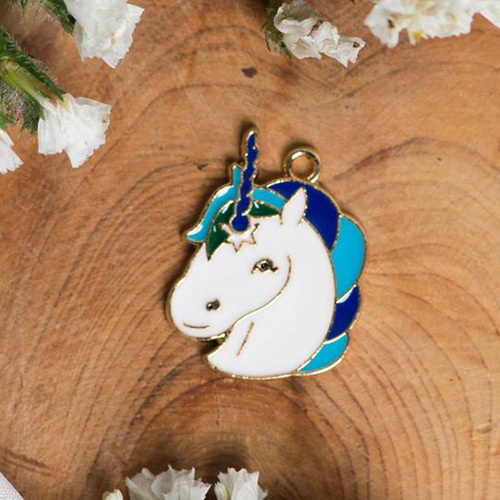 26mm Unicorn Cartoon Face Enamel Charms Pendants