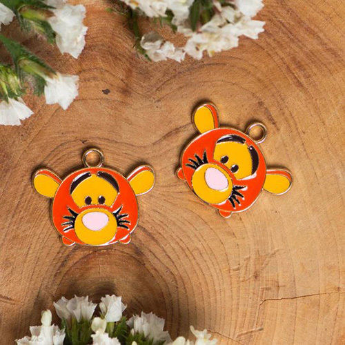 Multicolor 25Mm Tiger Cartoon Enamel Charm Pendant