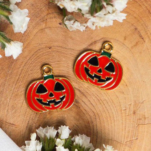 22mm Halloween Pumpkin Enamel Charms Pendants