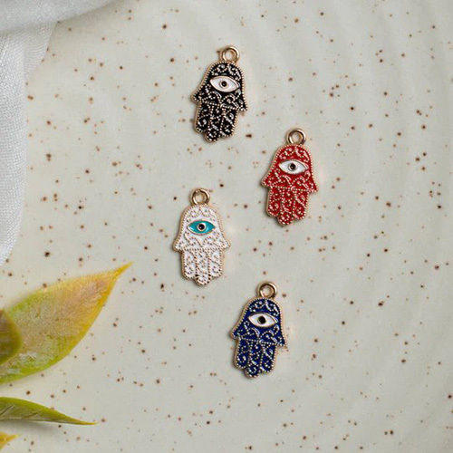 9mm Humsa Hand Evil Eye Enamel Charms