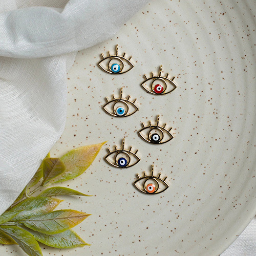 12x21mm Eyelash Evil Eye Enamel Charms Pendants