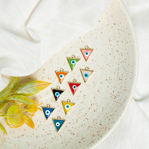 16mm Triangle Shape Evil Eye Enamel Charms