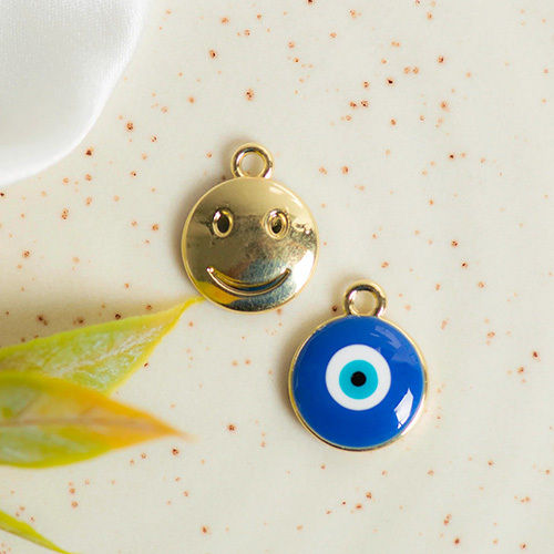 16mm Smiley Navy Blue Evil eye Charm Pendant