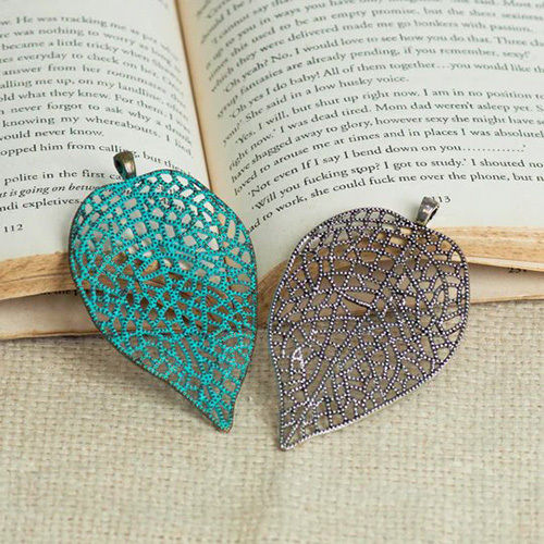 50mm Leaf Antique Alloy Charms Pendants