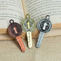 58mm Key Antique Alloy Charms Pendants - Color: Bronze Gold Silver